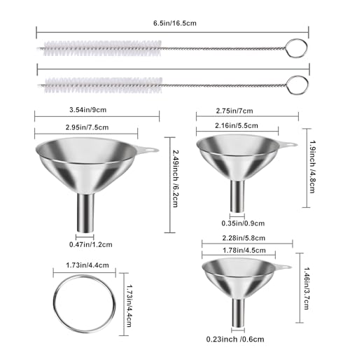 Minimalist Metal Stainless Steel Funnel, Large Medium Small Funnel Set of Essentials