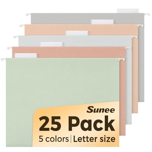 Modern SUNEE 25 Count Hanging File Folders, Pastel Colors, Hanging File Essentials