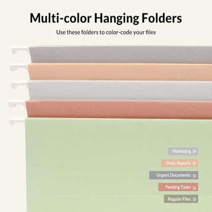 Modern SUNEE 25 Count Hanging File Folders, Pastel Colors, Hanging File Essentials