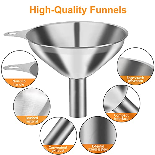 Minimalist Metal Stainless Steel Funnel, Large Medium Small Funnel Set of Essentials