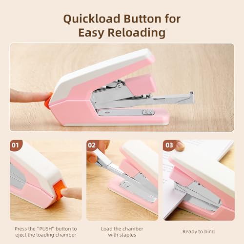 Smart Home Deli Effortless Desktop Stapler, Heavy Duty Stapler, 40-50 for Daily Use