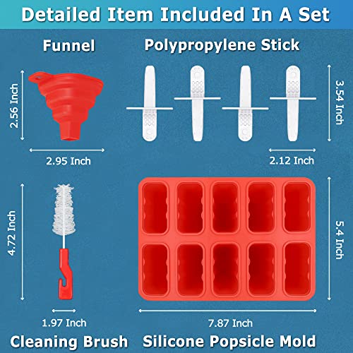 Silicone Popsicle Molds 10-cavity, DIY Ice Pop Mold for Kids Kit