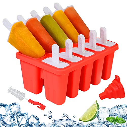 Silicone Popsicle Molds 10-cavity, DIY Ice Pop Mold for Kids Kit